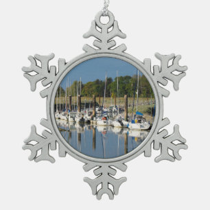 Hourdel port at Cayeux sur Mer Snowflake Pewter Christmas Ornament