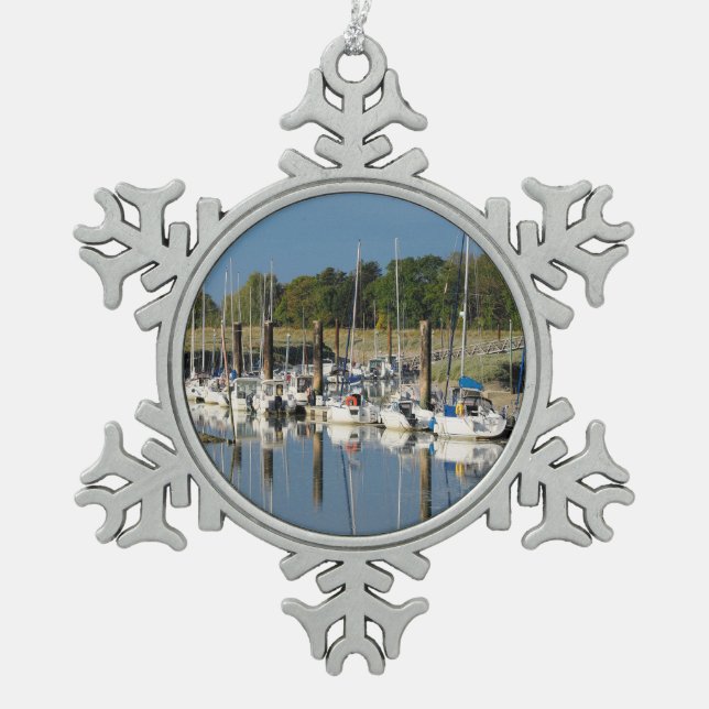Hourdel port at Cayeux sur Mer  Snowflake Pewter Christmas Ornament (Front)