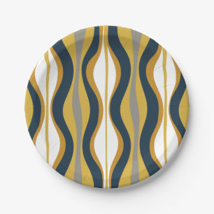 Hourglass Abstract Retro Midcentury Aesthetic Paper Plate