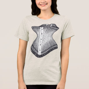 Hourglass Corset Vintage Style Black and White Tri-Blend Shirt