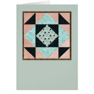 Hourglass Quilt Square in Turquoise & Peach