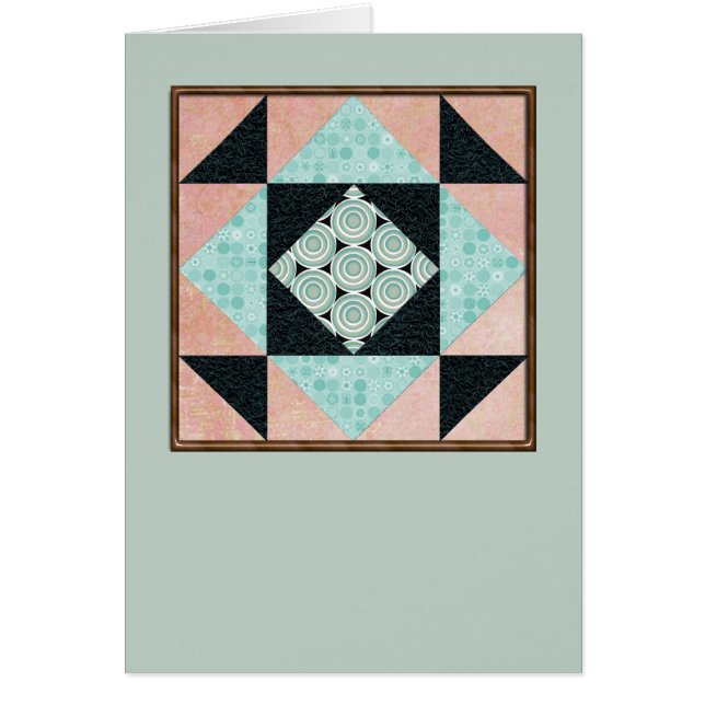 Hourglass Quilt Square in Turquoise & Peach (Front)