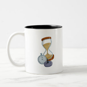 Hourglass, sundial and pocket watch Two-Tone coffee mug