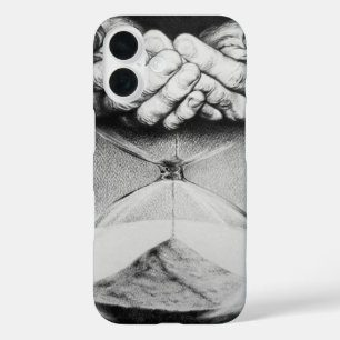 Hourglass Time Sand Hands Drawing Surreal Dark Art iPhone 16 Case