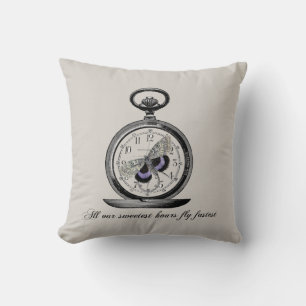 Hours fly fast, Pocket watch and butterfly Cushion