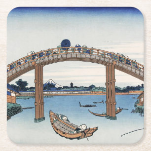 Housai  Mount Fuji seen from below Men's Bridge   Square Paper Coaster
