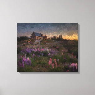 House among lavender canvas print