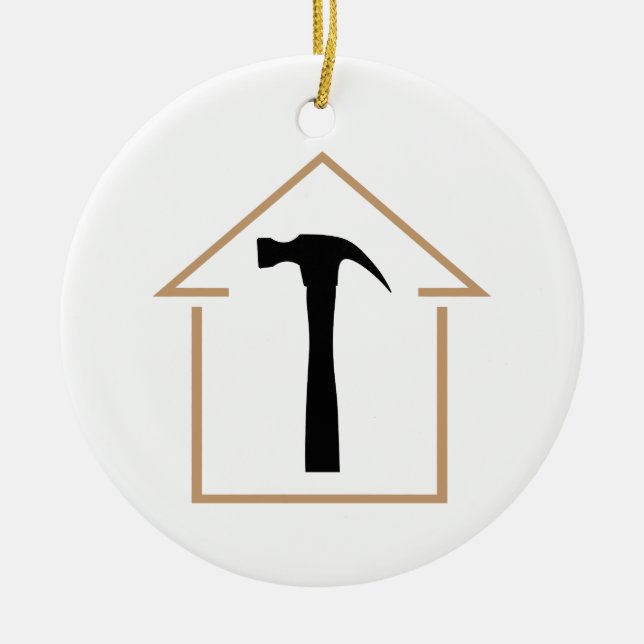House and Hammer Ceramic Tree Decoration (Front)