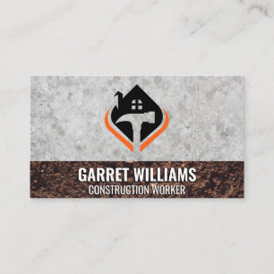 House and Hammer Logo   Concrete and Dirt Business Card