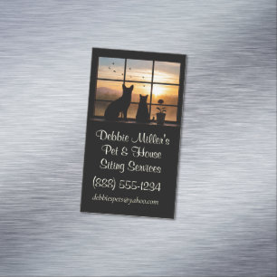 House and Pet Dog Cat Sitter Business Magnetic Business Card