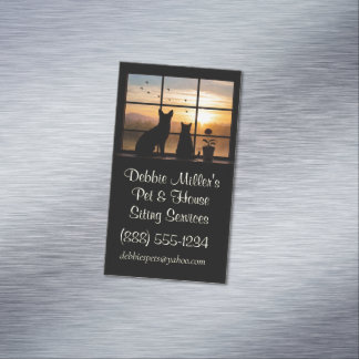 House and Pet Dog Cat Sitter Business Magnetic Business Card