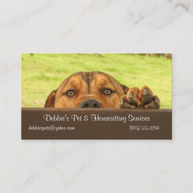 House and Pet Sitting Business With Cute Dog Business Card (Front)