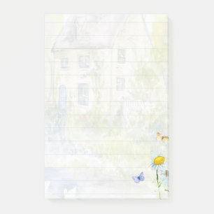 House and pond post-it notes