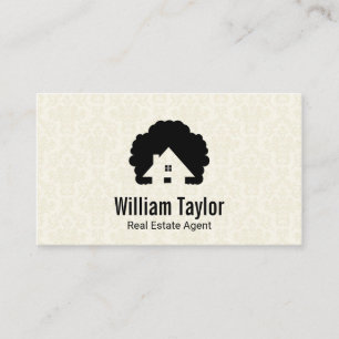 House and Tree   Damask Pattern Business Card