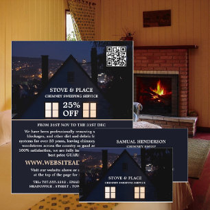House at Night Portrait, Chimney Sweep Business Card