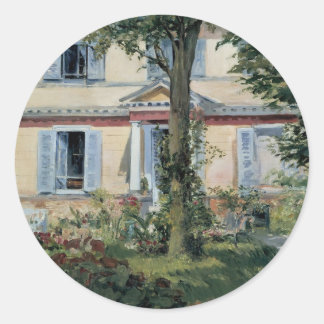 House at Rueil by Edouard Manet, Vintage Fine Art Classic Round Sticker