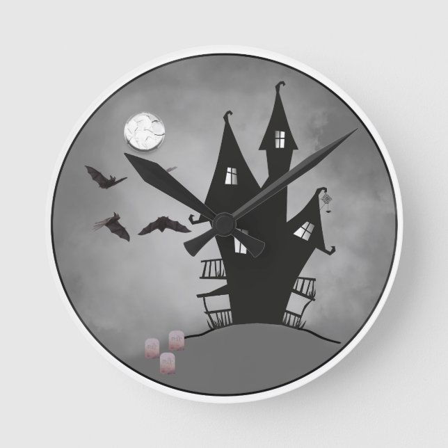 house bats tombstones round clock (Front)