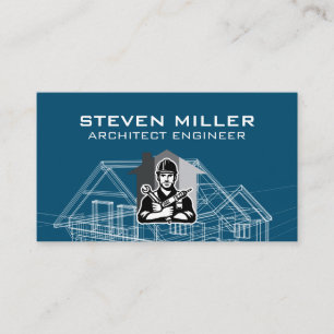 House Blue Print Schematics Builder Carpentry Business Card