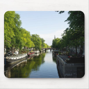 House Boats on Amsterdam Canal Mouse Mat