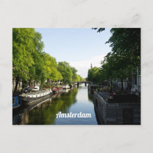 House Boats on Amsterdam Canal Personalise Postcard