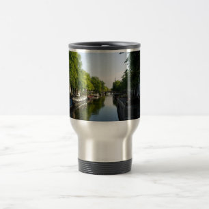 House Boats on Amsterdam Canal Travel Mug