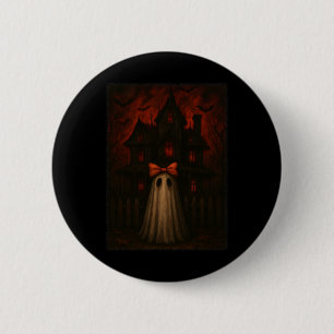 House Bow Shirt Scary Ghost Red Night Spooky  6 Cm Round Badge