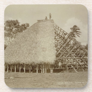 House Building in Samoa, c.1875 (sepia photo) Coaster