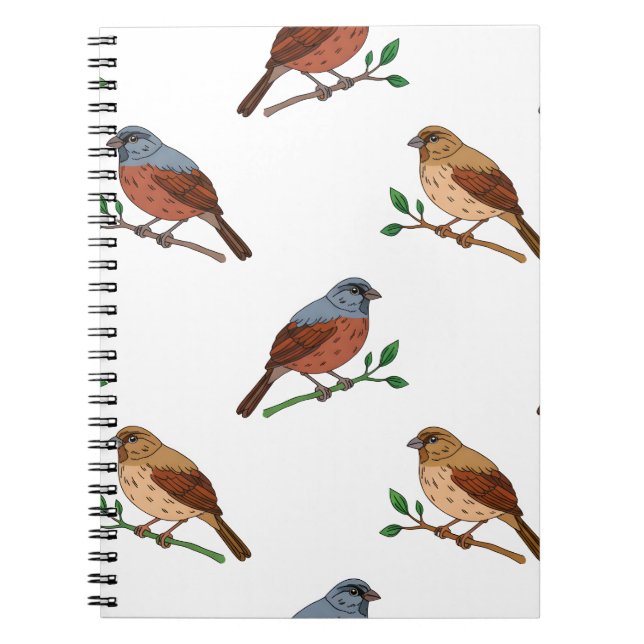 House Bunting Bird Pattern – Seamless Nature Desig Notebook (Front)