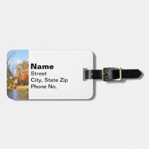 House by Lake in Autumn Luggage Tag
