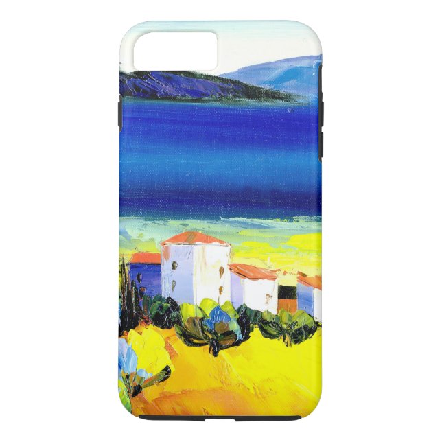 house by the sea colourful oil painting travel fun Case-Mate iPhone case (Back)