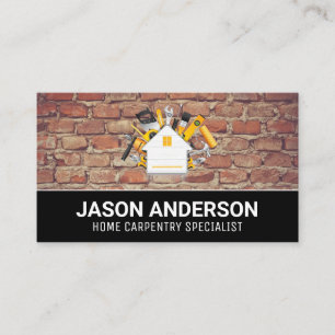 House Carpentry Logo   Brick Wall Business Card