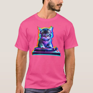House Cat Music Dj Optical Illusion Edm Dj Cat Kit T-Shirt