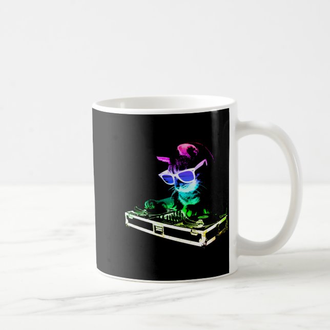 House Cat Rainbow Dj Cat  Coffee Mug (Right)