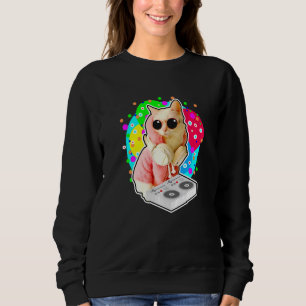 House Cat Rainbow Dj Cat Cute Kitty Sweatshirt