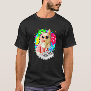 House Cat Rainbow Dj Cat Cute Kitty T-Shirt