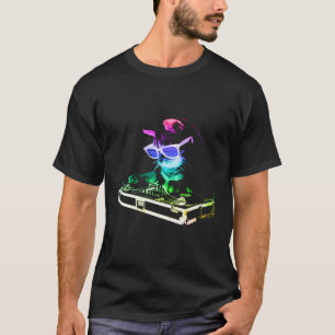 House Cat Rainbow Dj Cat Kitty T-Shirt