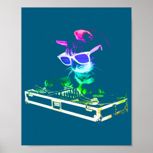 House Cat Rainbow Dj Cat Poster