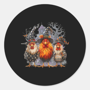 House Chickens Witch Halloween Spooky Autumn Fall Classic Round Sticker