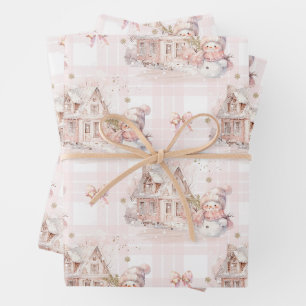 House Christmas Snowgirl Wrapping Paper Sheet