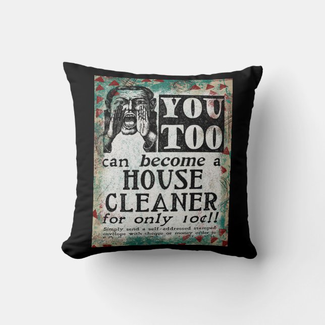 House Cleaner - Funny Vintage Retro Cushion (Front)