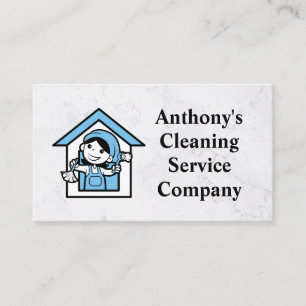 House Cleaner Mascot Logo Maid Services Business Card