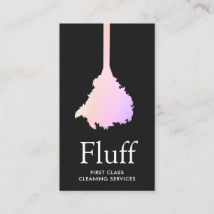 House Cleaner Pink Feather Duster Cleaning Service Business Card