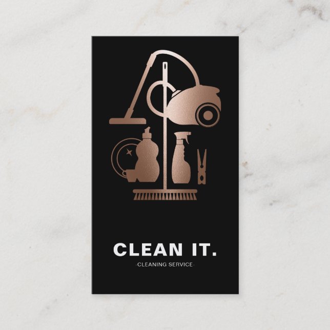 House Cleaner Rose Gold Cleaning Service Business Card (Front)