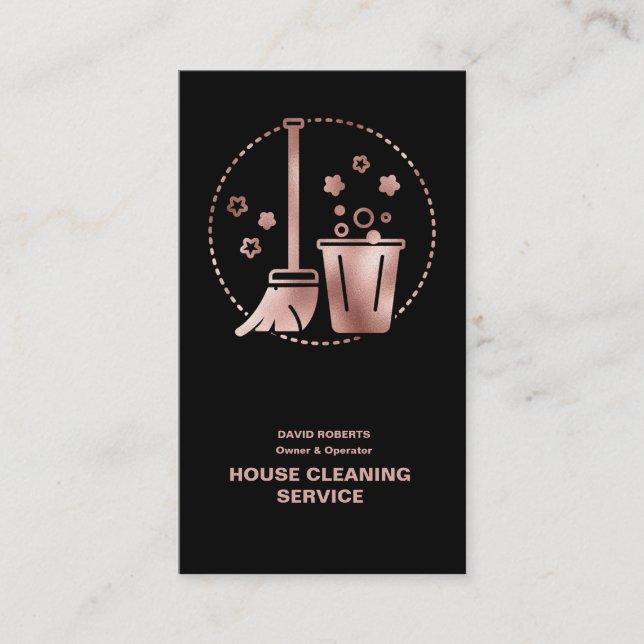 House Cleaner Rose Gold Cleaning Service Business Card (Front)