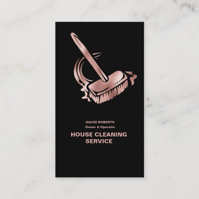House Cleaner Rose Gold Cleaning Service  Business Card (Front)