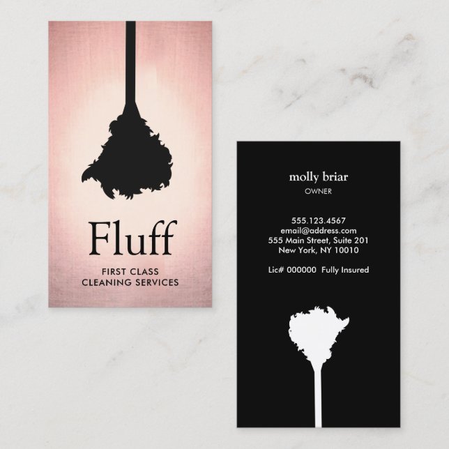 House Cleaner Rose Gold Feather Duster Cleaning Business Card (Front/Back)