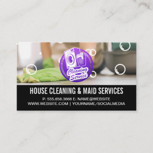 House Cleaner Soap Bubbles Maid Business Card