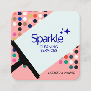 House Cleaner Squeegee  Cleaning Service Square Business Card