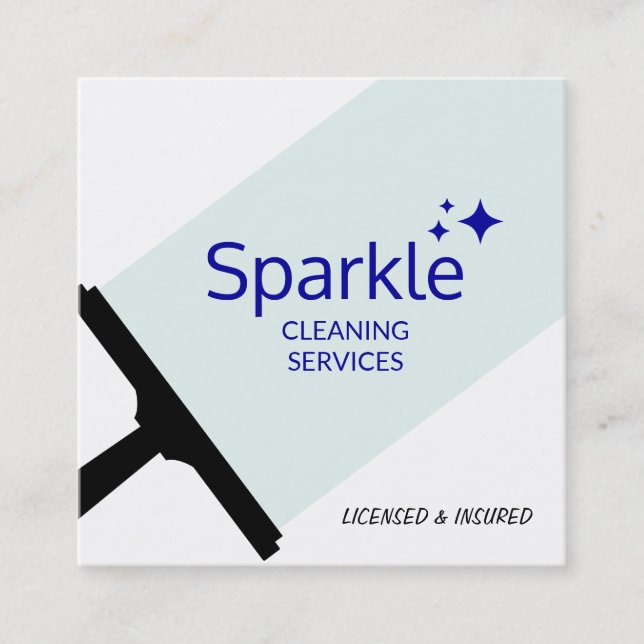 House Cleaner Squeegee  Cleaning Service Square Business Card (Front)