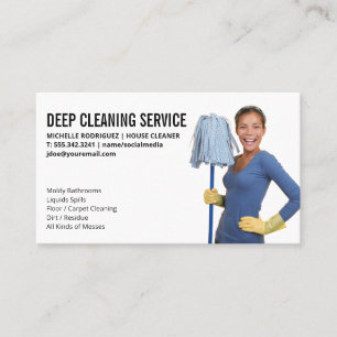 House Cleaner with Mop Business Card